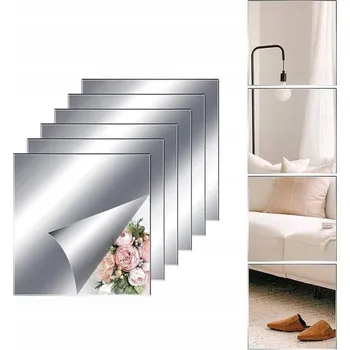 Zrcadlo 4 KUSY SAMOLEPICÍCH ZRCADLOVÝCH SAMOLEPKY ZRCADLO NALEPovací PŘILEPOVACÍ PANELY