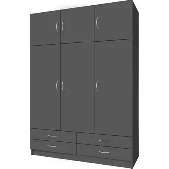 Šatní skříň Skříň Geri 135cm - Skříň třídvéřová kombinovaná s nástavecem a šuplíky