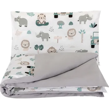 Povlečení Bomimi Povlečení 120x90 (peřinka + polštářek) pojízdná zoo šedé