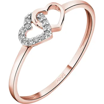 Prsten Prsten z růžového zlata s diamanty - srdce - 0,02 ct - ryzost 585 - 101.310