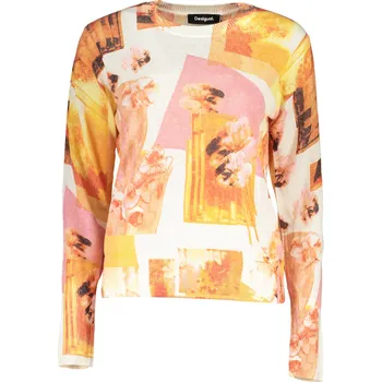 Dámský svetr Dámský vzorovaný svetr Desigual DESIGUAL bílá | oranžová | žlutá | růžová | vícebarevná 3362203