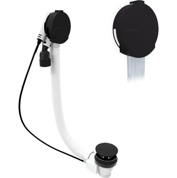 Sifon Polysan Vanový sifon s napouštěním přepadem, 80 cm, černá matná 71853.21