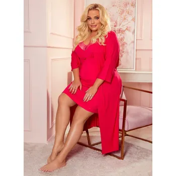 Dámské oblečení Krátké dámské tričko s květinovou výšivkou - De Lafense Chantal, mocca 3xl i384_97724100