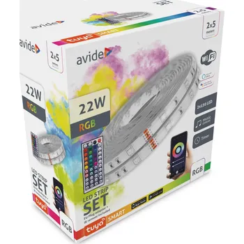 LED páska Avide Lighting Avide LED pásek 12V 22W RGB 2x5m TUYA - Music control + IR remote