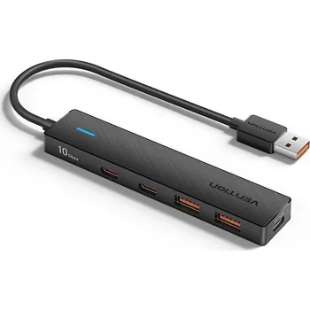 USB hub Vention 5-in-1 USB 3.2 to 2 x USB-C / 2 x USB 3.2 Gen 2 10G Hub 0.15M Black