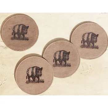 Podtácek Kožený Podtácek H "Divočák" - Dárek pro myslivce