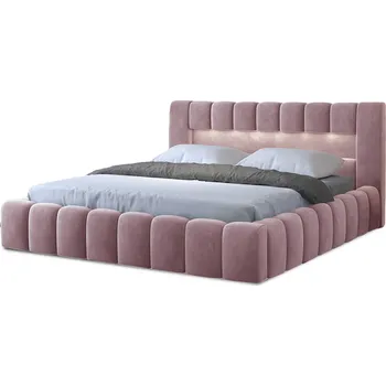 Postel Dvoulůžková postel LAMICA II 140x200 s LED osvětlením Monolith 63 růžová