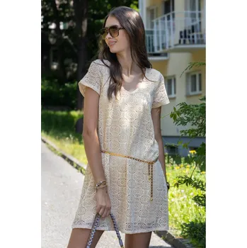 Dámské šaty Vero Moda dámské krajkové šaty Maya krémové Velikost: M