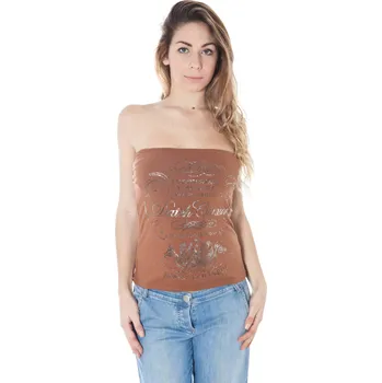 Hnědý dámský top DATCH Datch hnědá | světle modrá 3362329