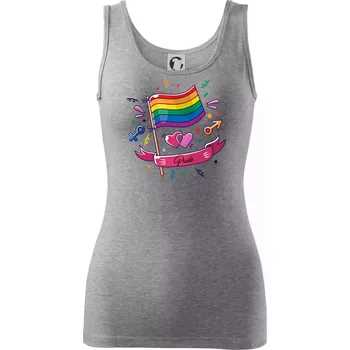 Dámské tričko Pride vlajka - Dámské tílko - L ( Tmavě šedý melír )