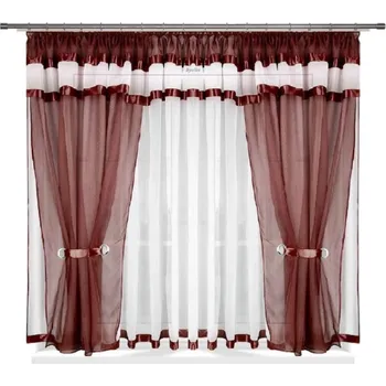 Záclona BytoTex Voálová kusová záclona se závěsem Alena hnědá 400x150 cm