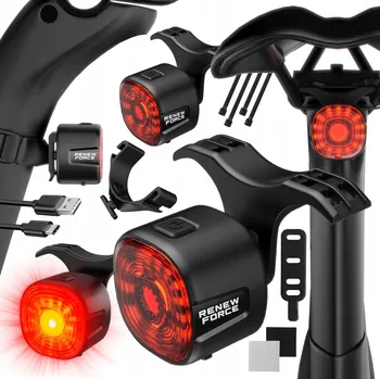 Cyklosvítilna Světlo na kolo Renew Force pod sedlo, dobíjecí LED, 6 režimů, IP66