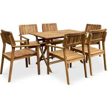 Zahradní sestava Noela Dřevěný skládací stůl Mandy + 6x křeslo Lucy