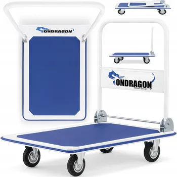 ONDRAGON Skladový plošinový vozík s ocelovou konstrukcí – nosnost 150 kg, sklopná rukojeť