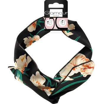 Čelenka Inter-Vion Květinová látková čelenka na vlasy - černá