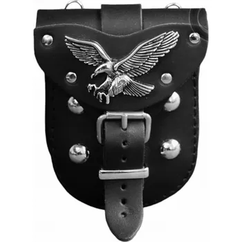 Kožená kapsička/pouzdro Černý orel s cvočky