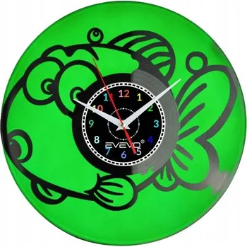 Hodiny NÁSTĚNNÉ HODINY RYBA FLUORESCENČNÍ POZADÍ VINYLOVÁ DESKA