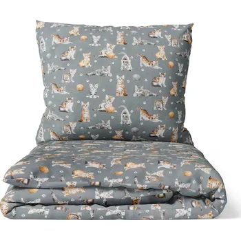 Povlečení DARRÉ Bavlněné povlečení Roztomilé kočičky šedé 140 x 200 + 70 x 90