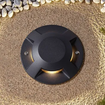 Venkovní osvětlení Lucande LED podlahový reflektor Jeffrey, černý, 4 světelné výstupy černá matná, čirá LED 11 W celkem - Doprava zdarma