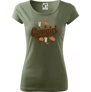Dámské tričko Cowgirl nápis a oblečení - Dámské triko Pure - S ( Khaki )