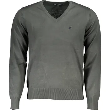 Pánský svetr Pánský zelený svetr s výstřihem do V U.S. GRAND kaki 3363623
