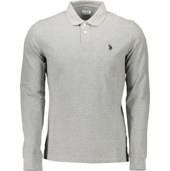 Pánské tričko Pánské šedé polokošile s dlouhým rukávem US Polo Assn šedá 3357504