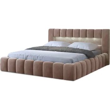 Postel Dvoulůžková postel LAMICA I 180x200 s LED osvětlením Monolith 09 světle hnědá