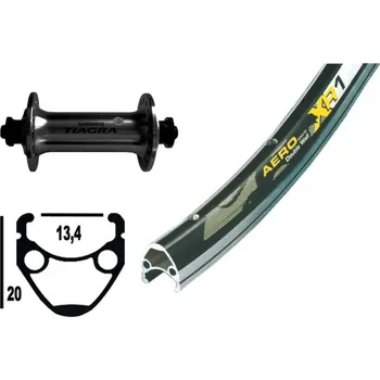 Ráfek na kolo OEM přední zapletené kolo 700C Exal XR1 32d/Tiagra (černá)