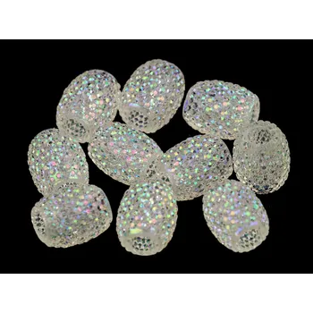 Dětské navlékací korálky Plastové korálky s velkým průvlekem 13x15 mm, malé, 2 (001) transparent AB