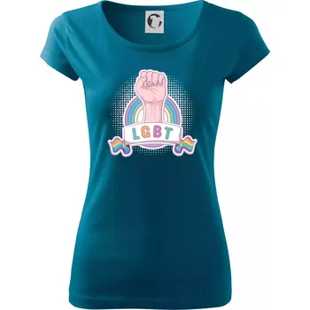 LGBT ruka - Dámské triko Pure - XL ( Petrolejová )