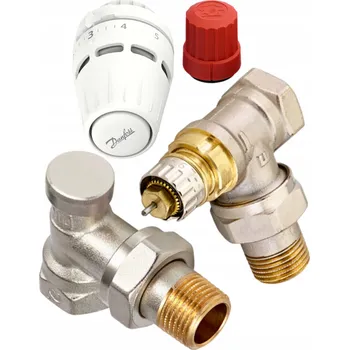 Hlavice pro radiátor ÚHLOVÁ TERMOSTATICKÁ SADA 1/2'' VENTILY + HLAVICE