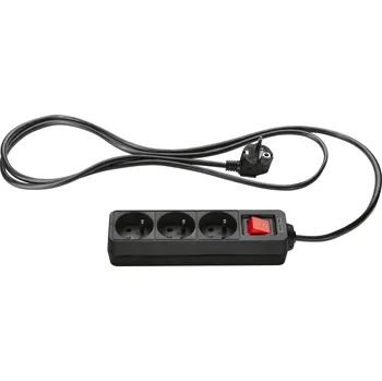 Napájecí kabel TRONIC® Zásuvková lišta (3 zástrčky, černá)