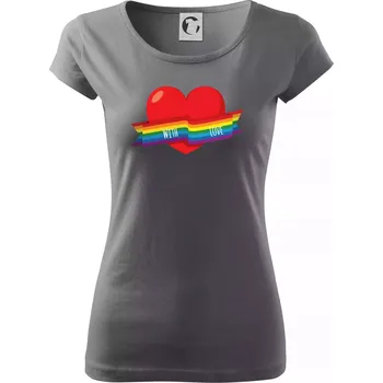 Dámské tričko LGBT with love - Dámské triko Pure - 3XL ( Ocelově šedá )