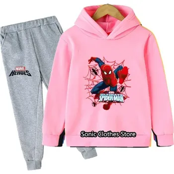 Spiderman Dětská tepláková souprava s potiskem akčního hrdiny - Spidermana (šedé tepláky) Barva: 14 - růžová mikina, Velikost: 150 / 11-12 let