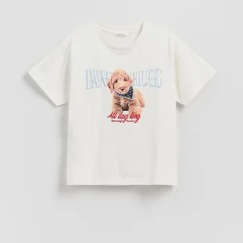 Dívčí tričko Reserved - Tričko s potiskem - krémová - 550EX-01X - 550EX-01X-122