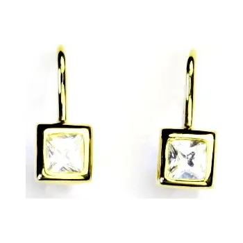 Náušnice Zlaté náušnice, čirý zirkon, žluté i bílé zlato - NK 1030 (zirkon 4x4 mm)