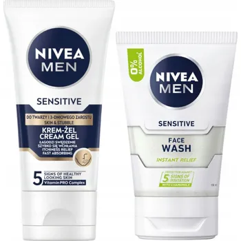 Sprchový gel NIVEA MEN SENSITIVE Gel na mytí obličeje 100 ml + Krém-gel 50 ml + Míč