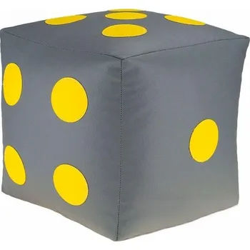 Taburet Dětský taburet KOSTKA 35 cm - šedá + žlutá