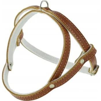 Postroj pro psa Kožený postroj pro psa s filcovým polstrováním, lícová kůže, 35 cm Champion Koňaková