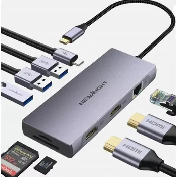 USB hub HUB 9v1 USB-C Adaptér HDMI LAN USB 2.0 3.0 SD TF USB-C NewMight