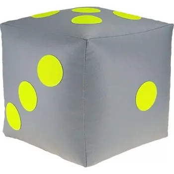 Taburet Dětský taburet KOSTKA 30 cm - šedá + zelená