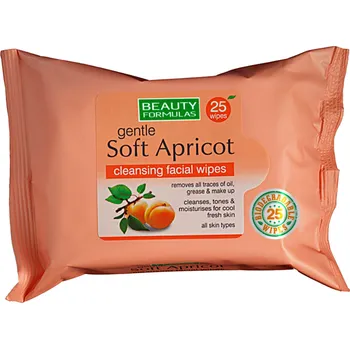 Beauty Formulas Biologicky rozložitelné Čistící ubrousky na obličej s extraktem z meruňky 25 ks