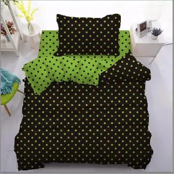 Povlečení NOVINKA 2025 ! LUXUSNÍ BAVLNĚNÉ POVLEČENÍ - PUNTÍKY ČERNO - ZELENÉ 140x200/70x90cm