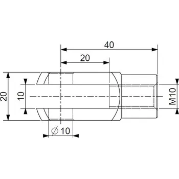 Přívěs Vidlice k plynové vzpěře 10x40, otvor 10mm, pro závit M10, ocel