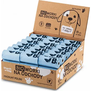 sáček na exkrement Zolux STARCHBAG Kompostovatelné BIO sáčky na odpad 63 rolí x 15 ks, barva modrá