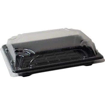 Jednorázové nádobí Toppapír Tácek na sushi s víkem PS 165/115/45mm 50ks