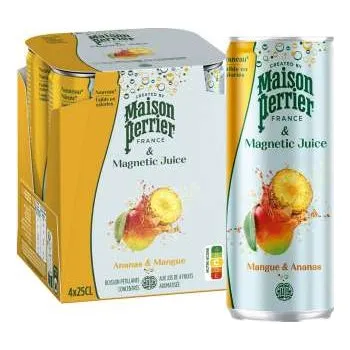 Voda Minerální voda Perrier - perlivá, ananas& mango, plech, 4x 0,25 l