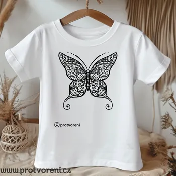 Dámské tričko Tričko jako omalovánka Tričko k vybarvení, MOTÝL, 1 ks zvolte VELIKOST textilu ZDE:: M- velikost typ Beagle