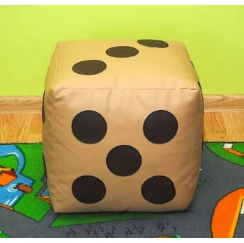 Taburet Dětský taburet KOSTKA 30 cm - tmavěbéžová + čokoláda