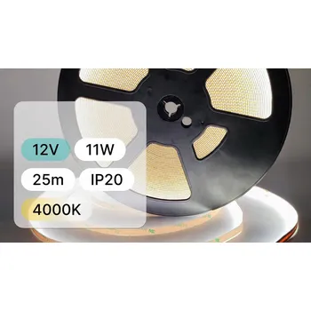 LED páska 25mb / LED PÁSEK 12V / COB / 11W / 480LED / IP20 / 4000K / 100lm/W / Ra>90